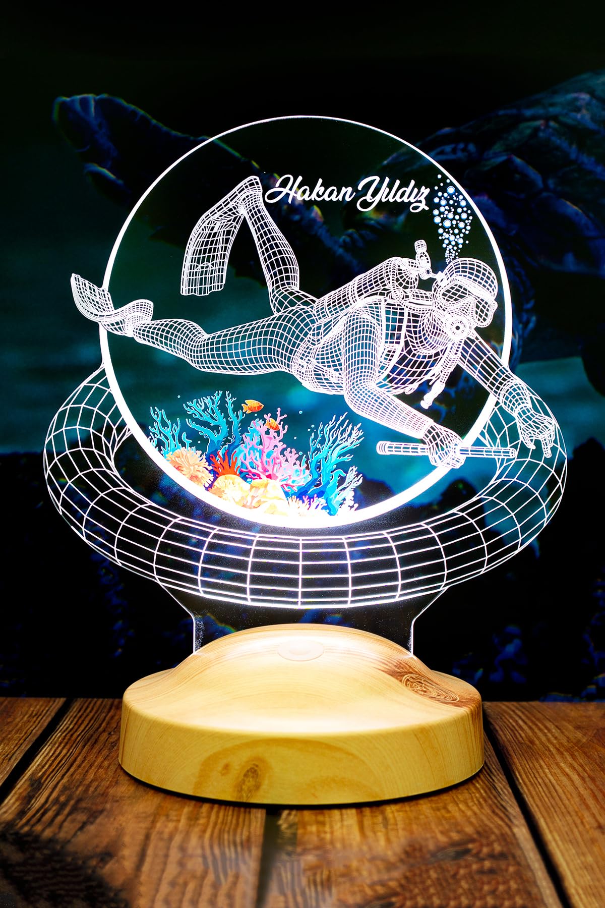 SODEF Diver Gift, Scuba Diving 3D LED Lamp, Personalized Scu