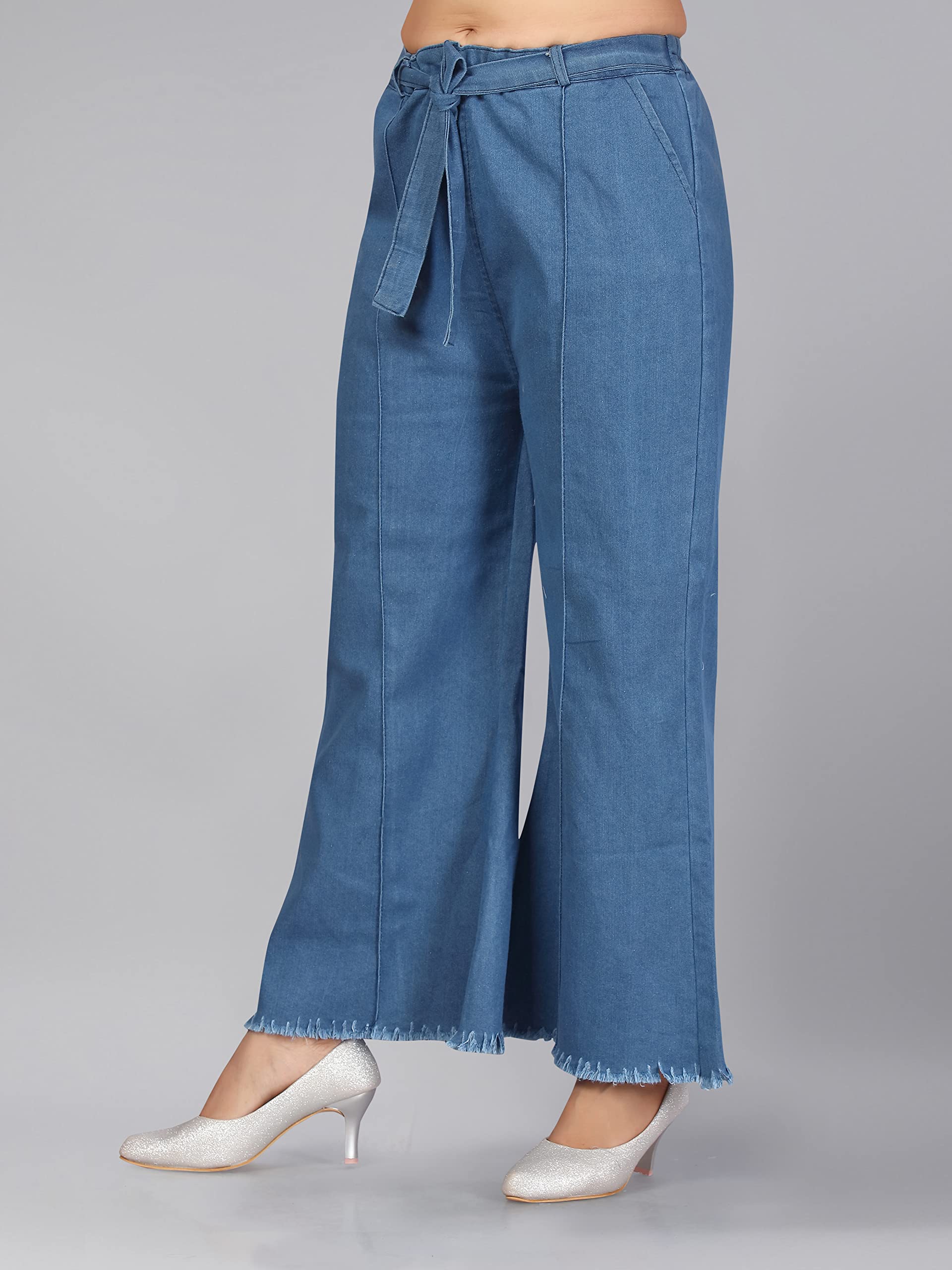 Aarika Girls Blue Color Denim Palazzo (Pl-Af-2204-Blue-36)