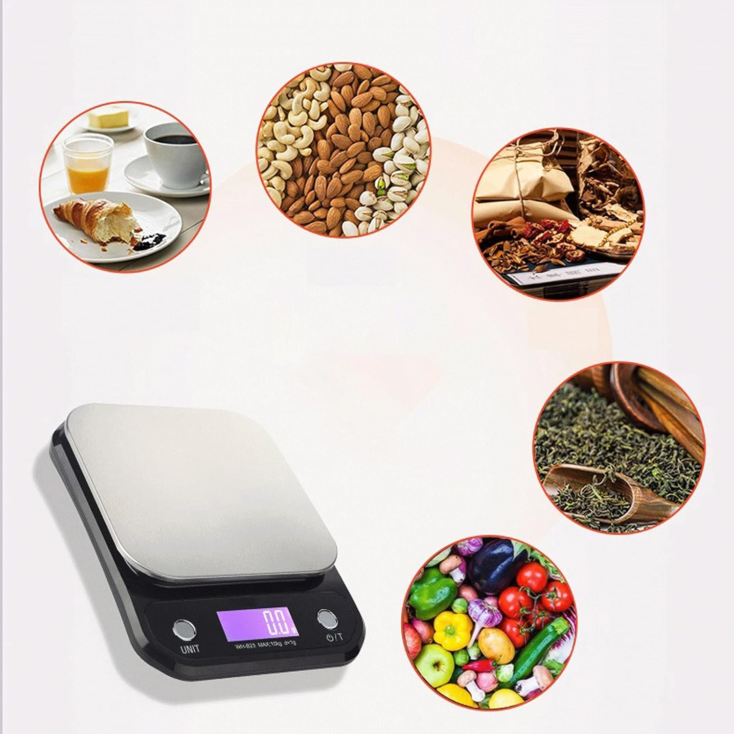Kitchen Scale Digital Kitchen Scale 3/kg/5Kg/10kg Food Compact Scale Household Weight Balance for Cooking Baking Measuring Tools Scales(3kgx0.1g)