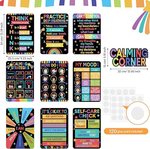 Miniatura 2 de 10 pósteres calmantes para niños, tabla de emociones para gestión de sentimientos, estrategias calmantes para el regreso a la escuela, juego de