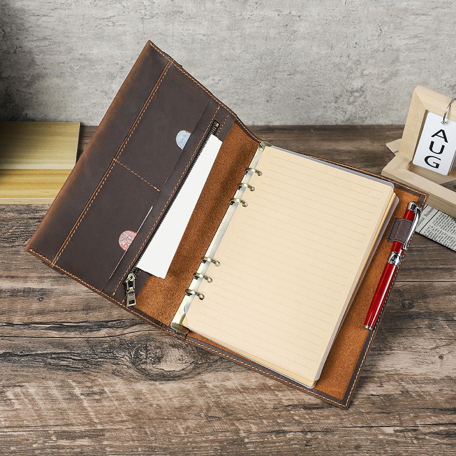 Copertina del diario in pelle 9, 25 X 6, 81 pollici | Avvolgimento compatto per notebook con cinghia elastica per trasporto quotidiano