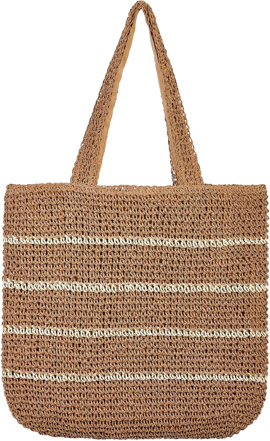 TOFUNTOY Straw Beach Bag for Women Summer Handmade Woven Shoulder Beach Tote Bag Large Capacity Tote Bag for Summer Vacation