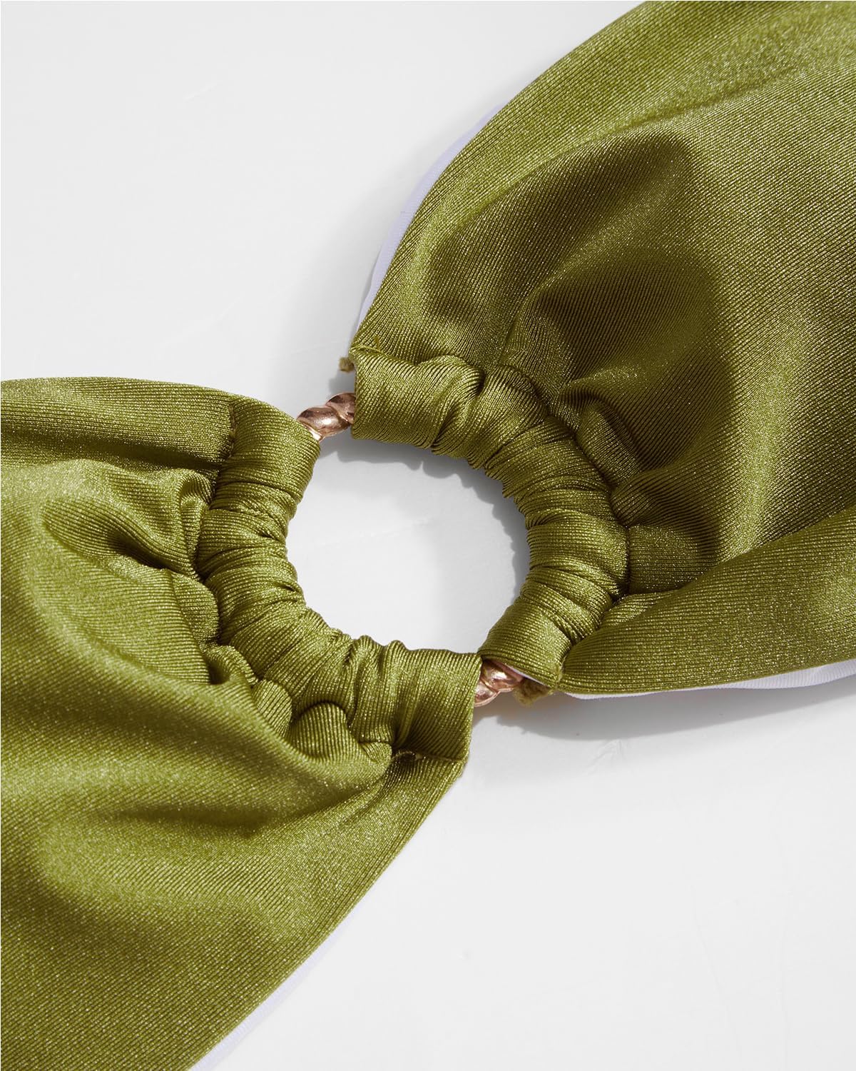 VOLAFA Women's Triangle Bikini Sets Bandeau O Ring Strapless Side Tie Thong Swimsuit Two Piece Bathing Suit - Image 6