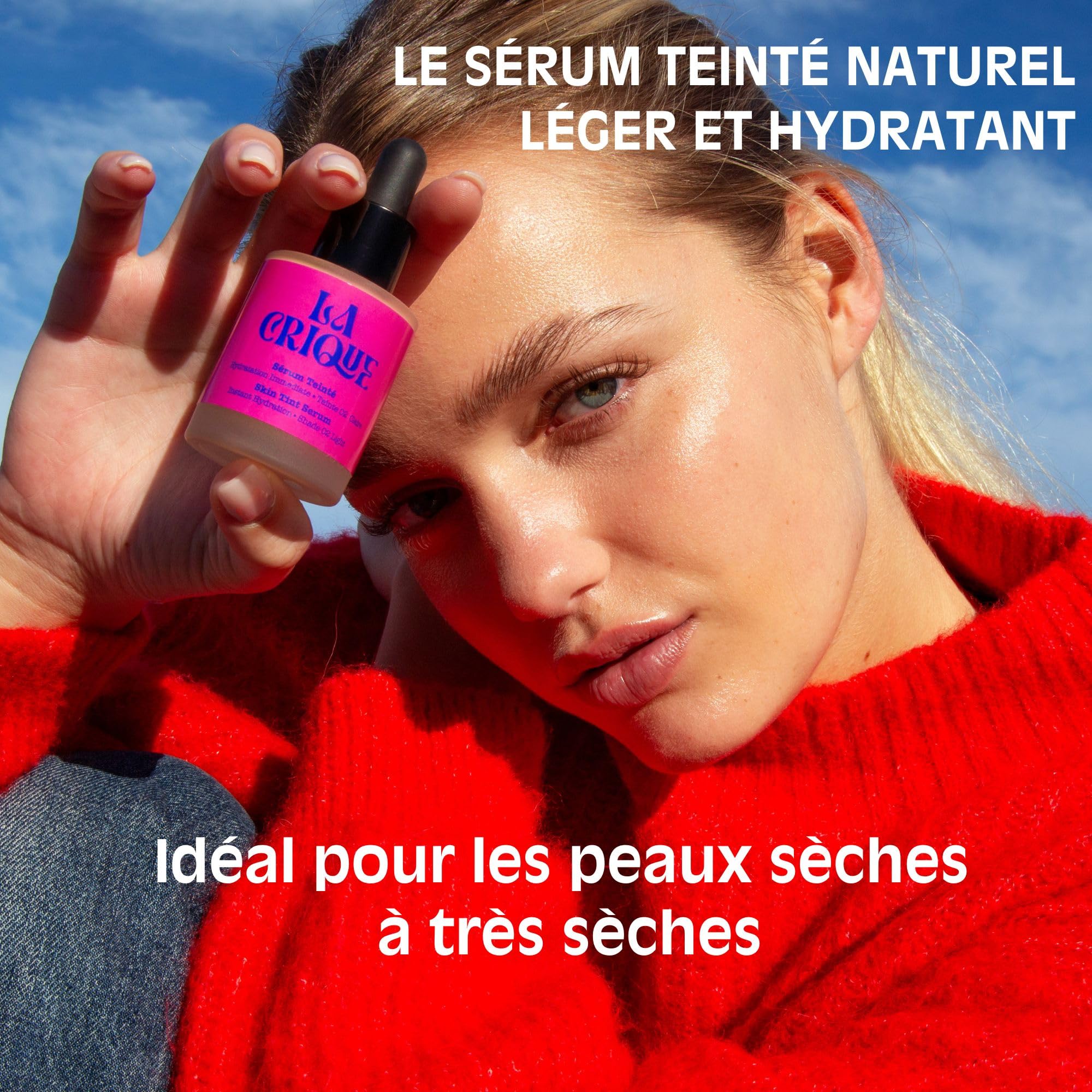 La Crique - Sérum Teinté Soin Hydratant 30 ml - Hydratation Intense & Glow Naturel - Peaux Sèches à Très Sèches - Acide Hyaluronique - 99% Naturel - Vegan - 03 Moyenne