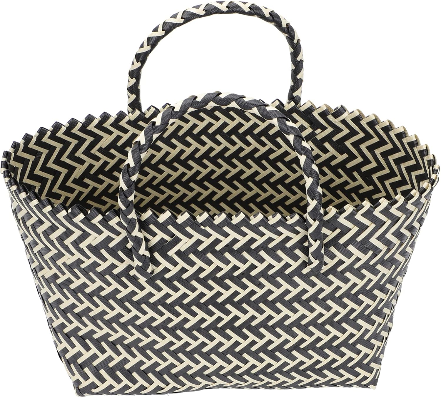 Geflochtener Einkaufskorb Aus Kunststoff - Stylischer Shopper Für Damen