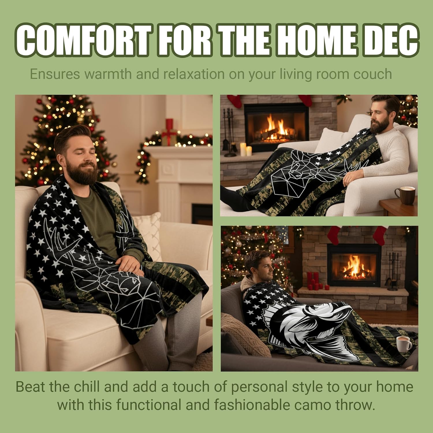 Camo Hunting Blanket for Men, Deer Hunting Blanket, Hunting Gifts for Men, Soft Fleece Hunting Throw Blanket Gift for Deer Hunting Lover 60 x 80 Inch - Image 6