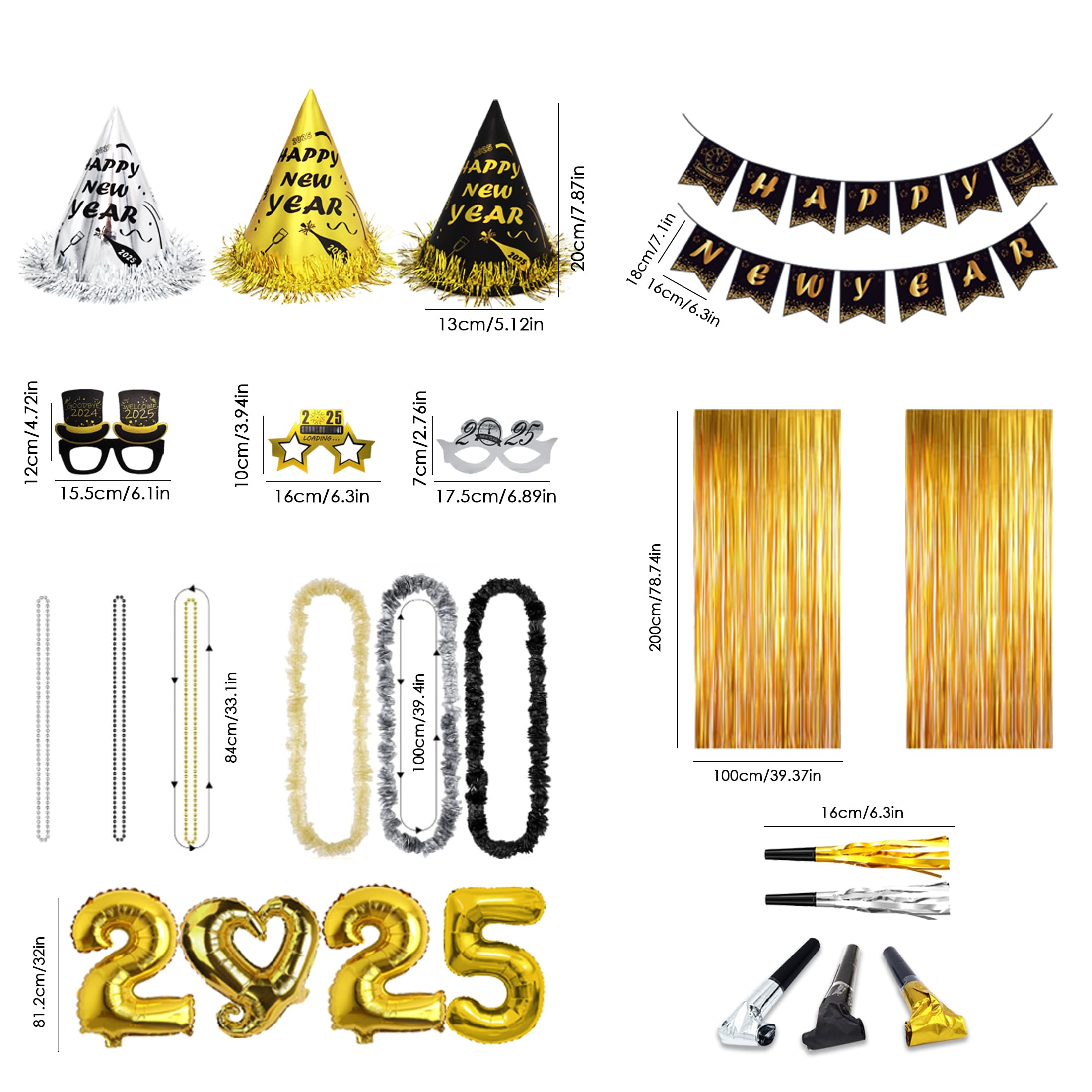 New Years Eve Party Supplies 2025, Happy New Year 2025 Decorations Kit...