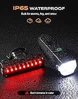 Vista 6 de Luces de bicicleta gran angular de 1200 lm para conducción nocturna, 3+5 modos y luces de bicicleta impermeables IP65 delanteras y traseras, luces