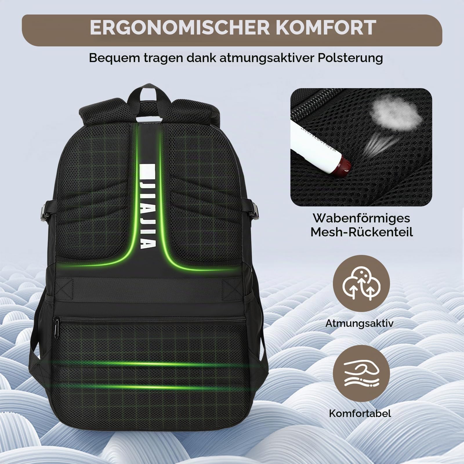 Amythe Schulrucksack Jungen Teenager mit 15,6" Laptopfach & Trolley-Gurt | Großer Rucksack Jungen, Wasserabweisender Schultasche für Oberstufe Universität, Tagesrucksäcke Reise, Schwarz