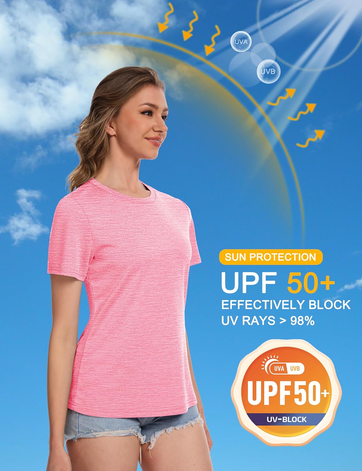 MAGCOMSEN Women's Short Sleeve T Shirts UPF 50+ Sun Protection Quick Dry Athletic Running Workout Tee Tops - Image 4