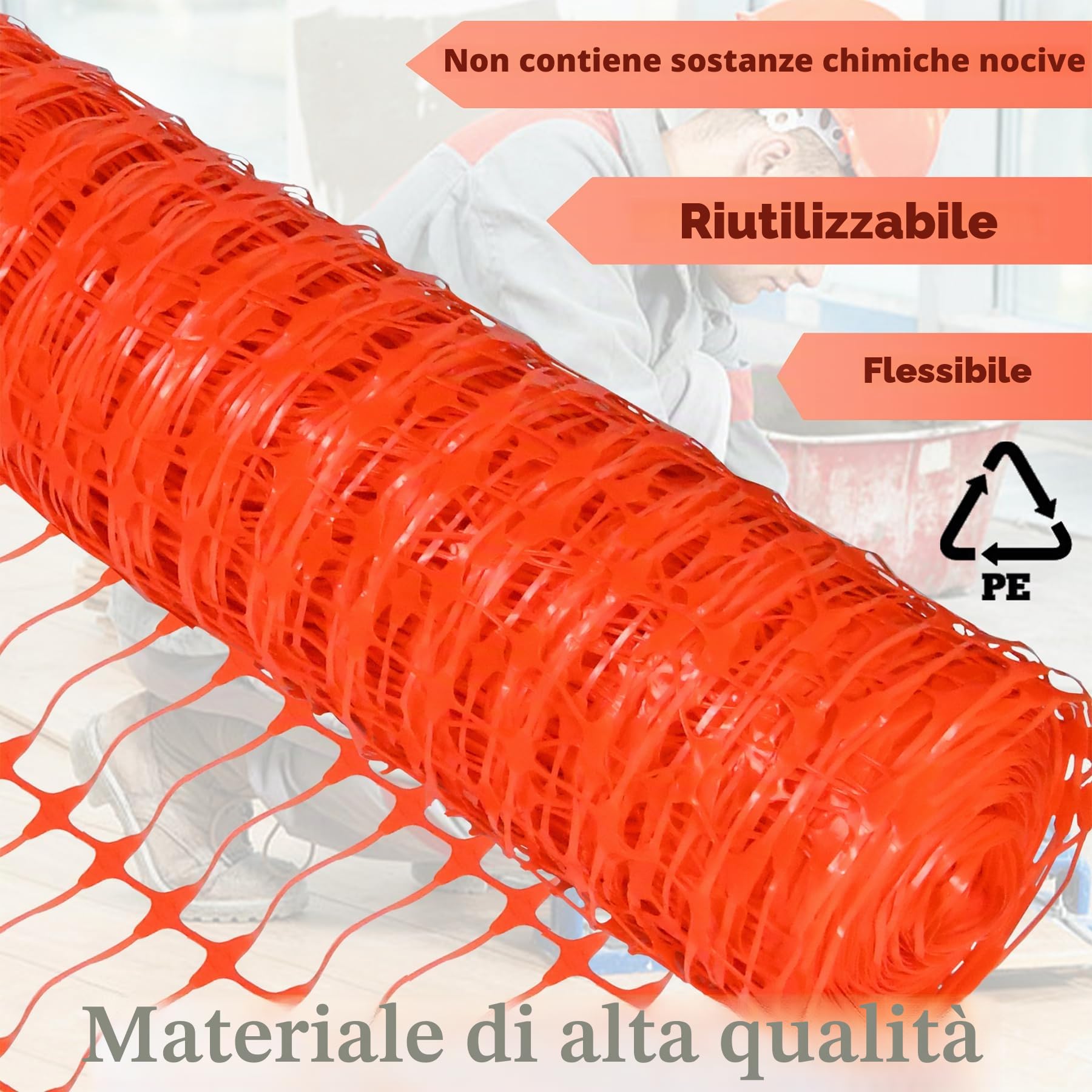 Froadp Recinzione di Vimini Recinto per pascoli 1 m x 50 m Recinzione di Sicurezza in Plastica Recinto di Confine Multifunzionale Rete per Pollame Recinzione da costruzione (Arancione)