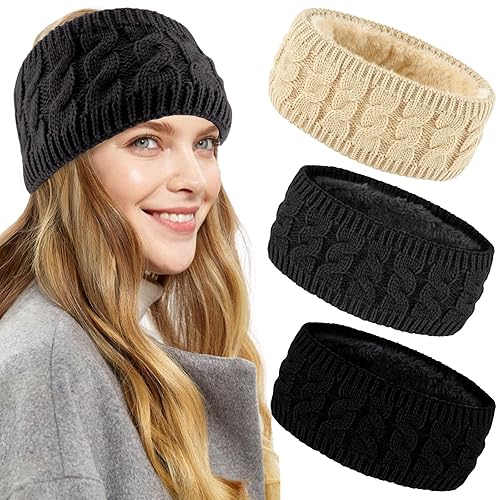 Aprince Winter Headbands for Women 3Pcs, Warm Ear Muffs for