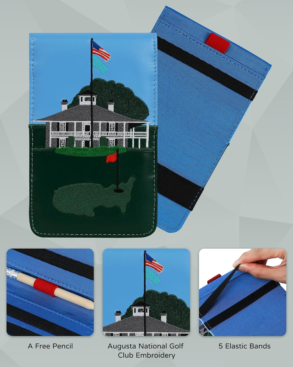 BIG TEETH Golf Scorecard Holder Yardage Book Cover Golf Scorecard Book, Lucky Clover Golf Accessories, Golf Yardage Book Cover with a Free Pencil Fits Your Back Pocket