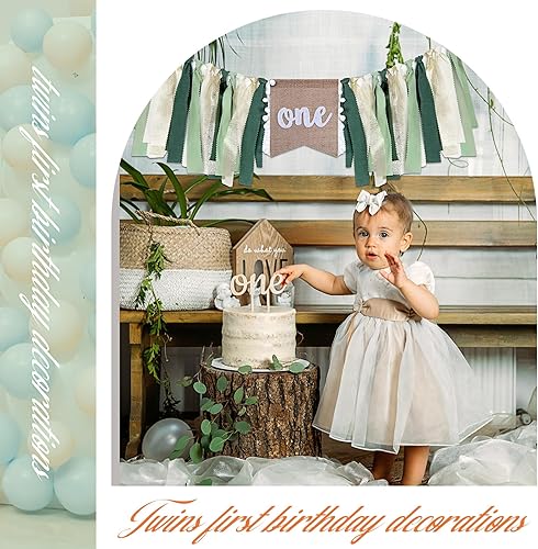 Miniatura 6 de Buryeah 2 carteles para silla alta de gemelos de safari para el primer cumpleaños salvaje, decoración de baby shower, gemelos de primera selva,