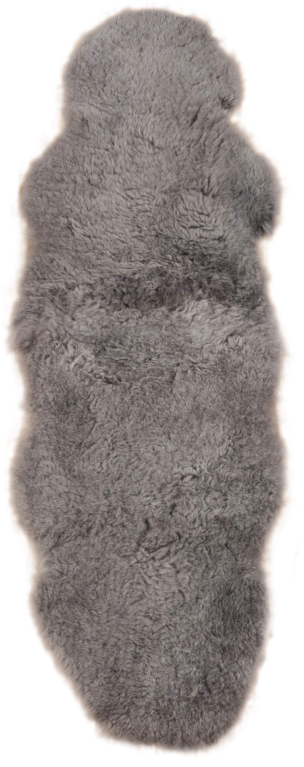 generisch Island LAMMFELL Teppich DOPPELFELL GRAU CA. 200 x 60 cm BETTVORLEGER KURZWOLLIG Fell Teppich AUS 2 ECHTEN Island LAMMFELLEN