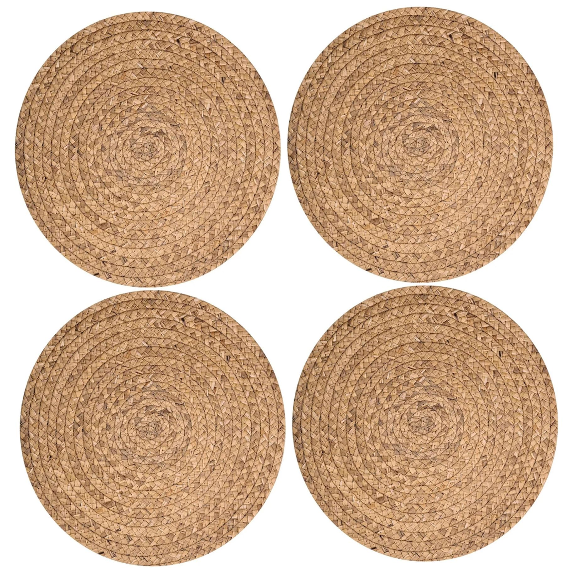 Ameble 25Cm Place Mats For Table 4 10 Inch Round Rattan Placemats Papyrus Woven Placemats For Kitchen Dining Table Place Mats For 4, Rattan, Wicker, Woven, Round Placemat