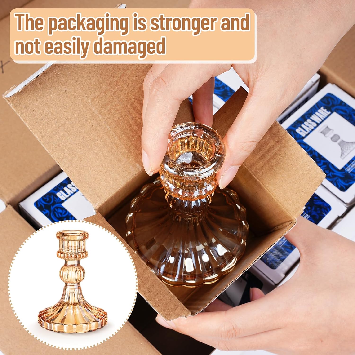 Maxcheck Set of 6 Candlestick Holders Taper Glass Candle Holder Decorative Candle Stand for Wedding Christmas Party Table Centerpiece Anniversary Festival Home Decor(Amber) - Image 6