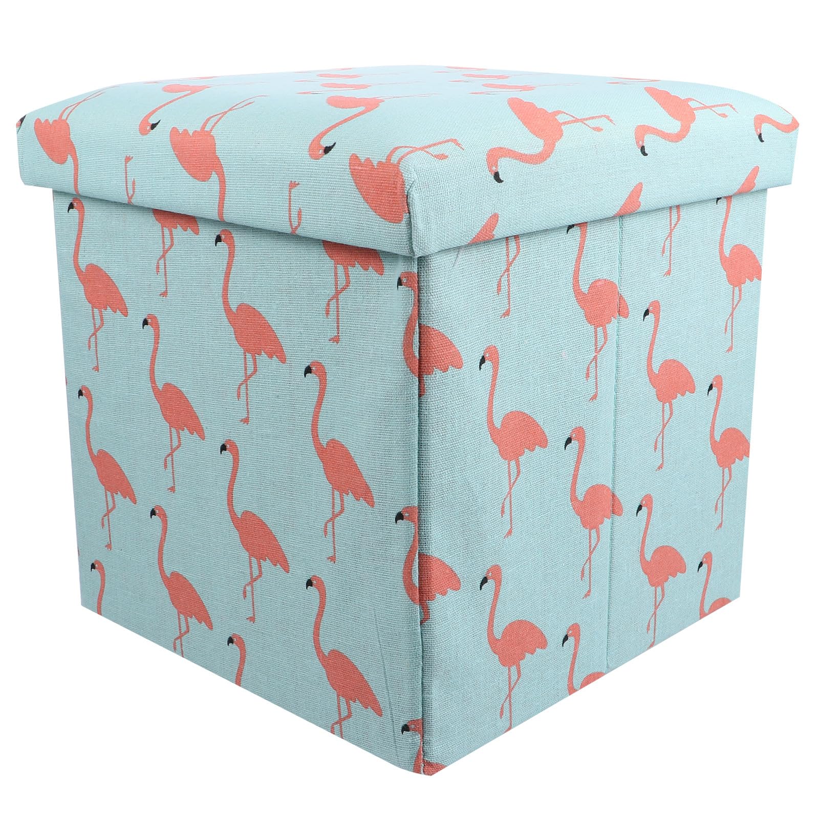 Tabouret pliable coffre de rangement salon en tissu imprimé