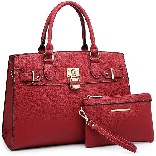 Dasein Women Handbags and Purses Ladies Shoulder Bag Top Handle Satchel Tote Work Bag with Matching Clutch