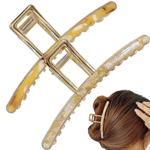 Sevendoo Pinza grande para el cabello para exteriores, accesorios de moda para mujeres, niñas y damas, paquete de 2, regalos ideales (ámbar y marrón)
