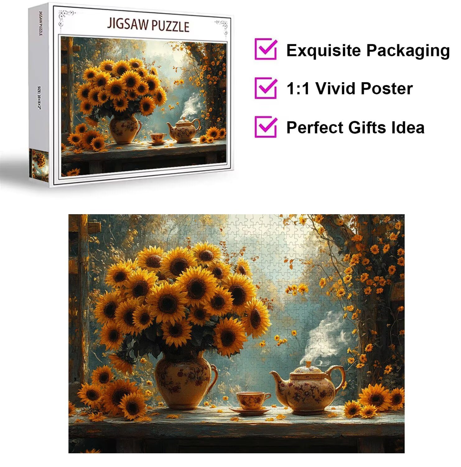 Puzzle dla dorosłych 2000, słonecznik jesień, 99x70cm, n-778