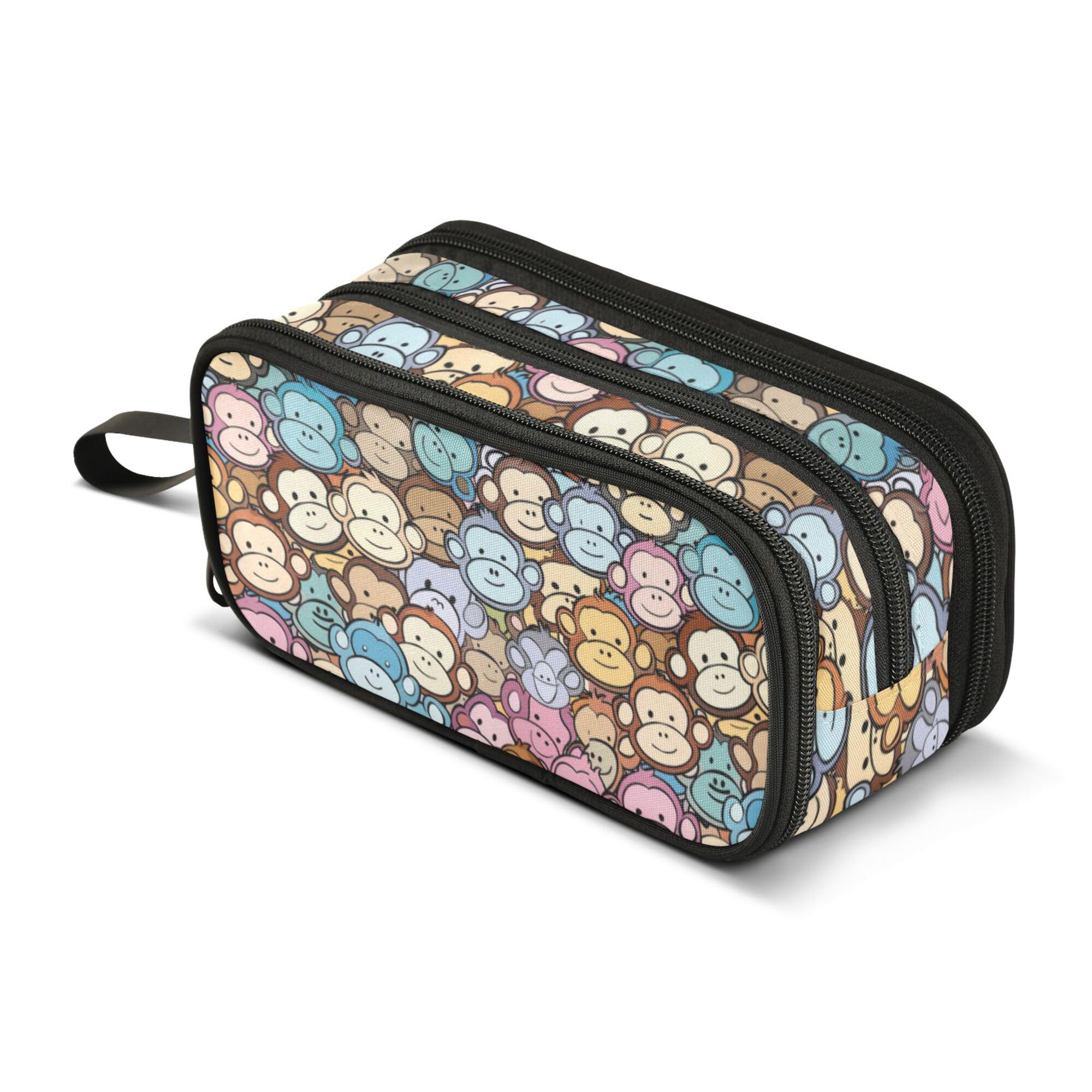 ALAZA Large Pencil Case, Big Capacity Pencil Bag Pen Pouch Holder 3 Compartments,Monkey School Office Supplies Stationery Makeup Bag Storage Organizer for Students Girls Boys Women Men — image 1