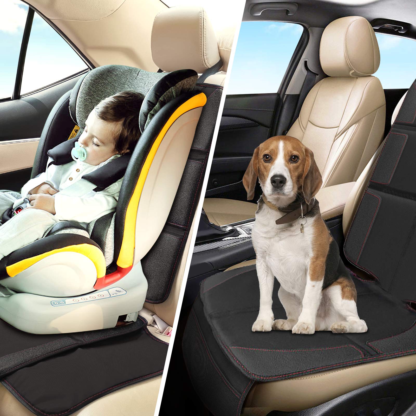 Anykuu Protector de Asiento de Coche Protector de Cojín de Asiento de Niño Impermeable Antiincrustante Antiarañazos y Antideslizante Funda de Asiento de Coche con Bolsa de Almacenamiento