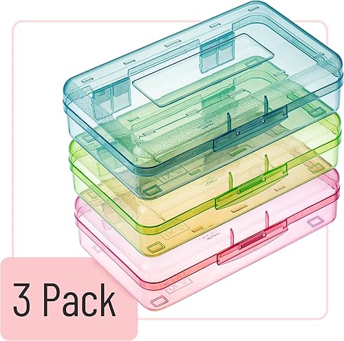 Miniatura 2 de Mr. Pen - Caja de lápices, paquete de 3, colores surtidos, caja de lápices de plástico, estuches de lápices, estuche transparente, estuche de