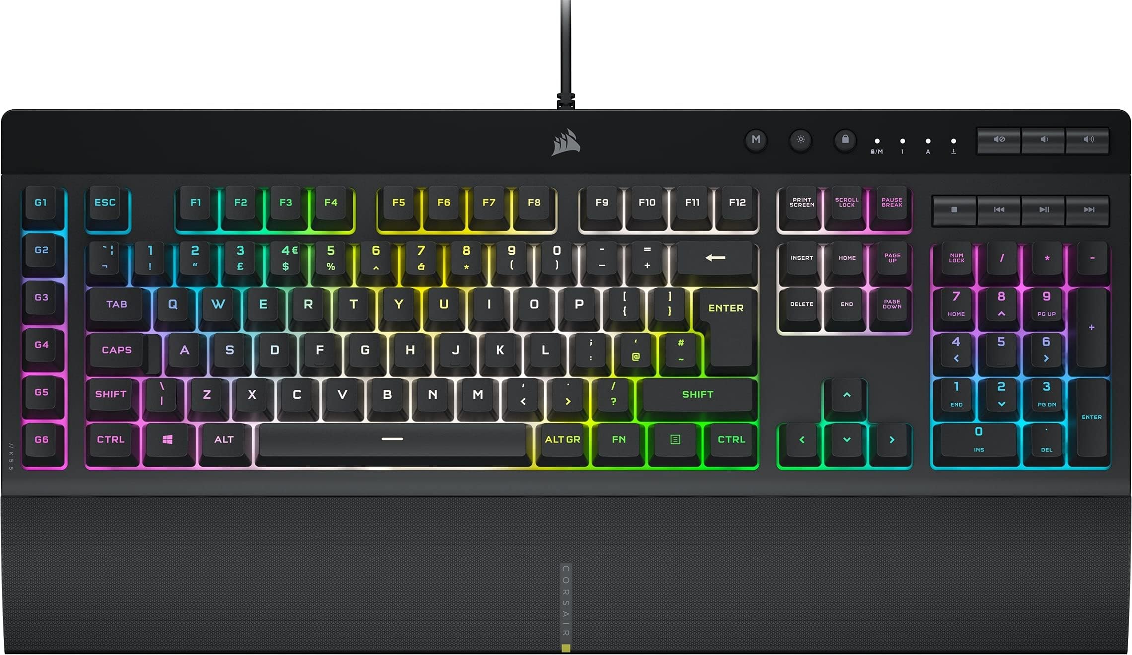 CORSAIR K55 RGB PRO XT Membrane Wired Gaming Keyboard – IP42 Dust and Spill-Resistant – 6 Macro Keys with Elgato Integration – iCUE Compatible – QWERTY UK – PC, Mac, Xbox – Black