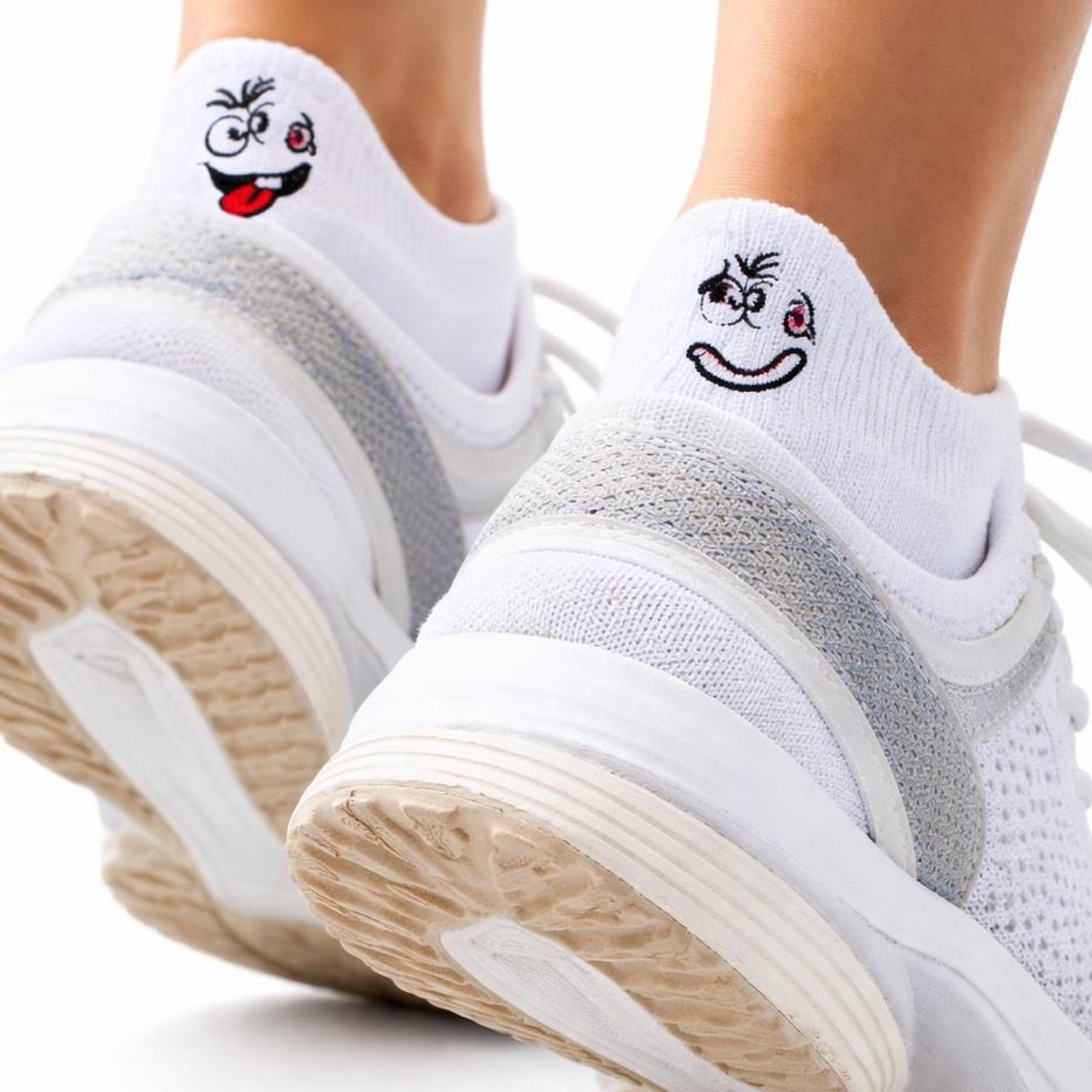 16 paires de chaussettes pour femmes avec motif talon, blanc 35-38