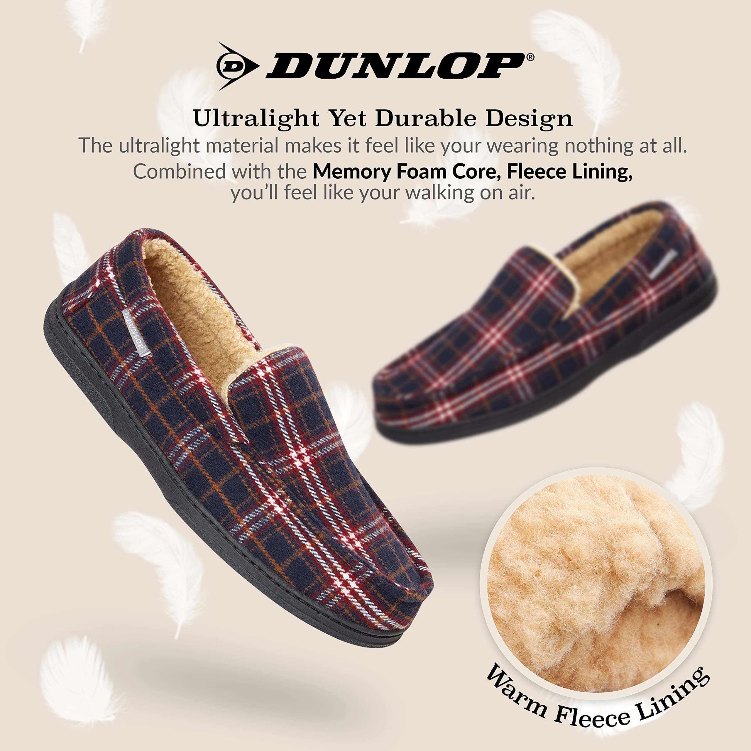 DUNLOP Pantofole Uomo Ciabatte Invernali da Casa Calde Comode Antiscivolo Memory Foam