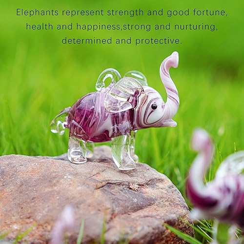Miniatura 5 de Adorno colgante decorativo de elefante de vidrio soplado, adorno artístico de animales de vida silvestre para decoración del jardín del hogar (2.5