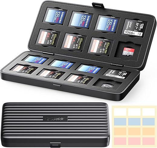 ORICO SD Card Holder, Water-Resistant SD Card Storage, Professional Anti-Shock Memory Card Carrying Case for 16 Micro SD SDXC SDHC + 16 SD SDXC…