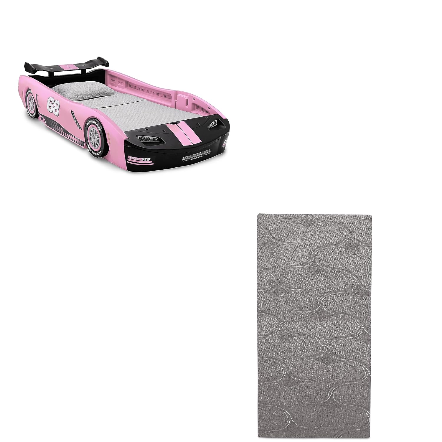 Delta Children Turbo Race Car Twin Bed, Pink