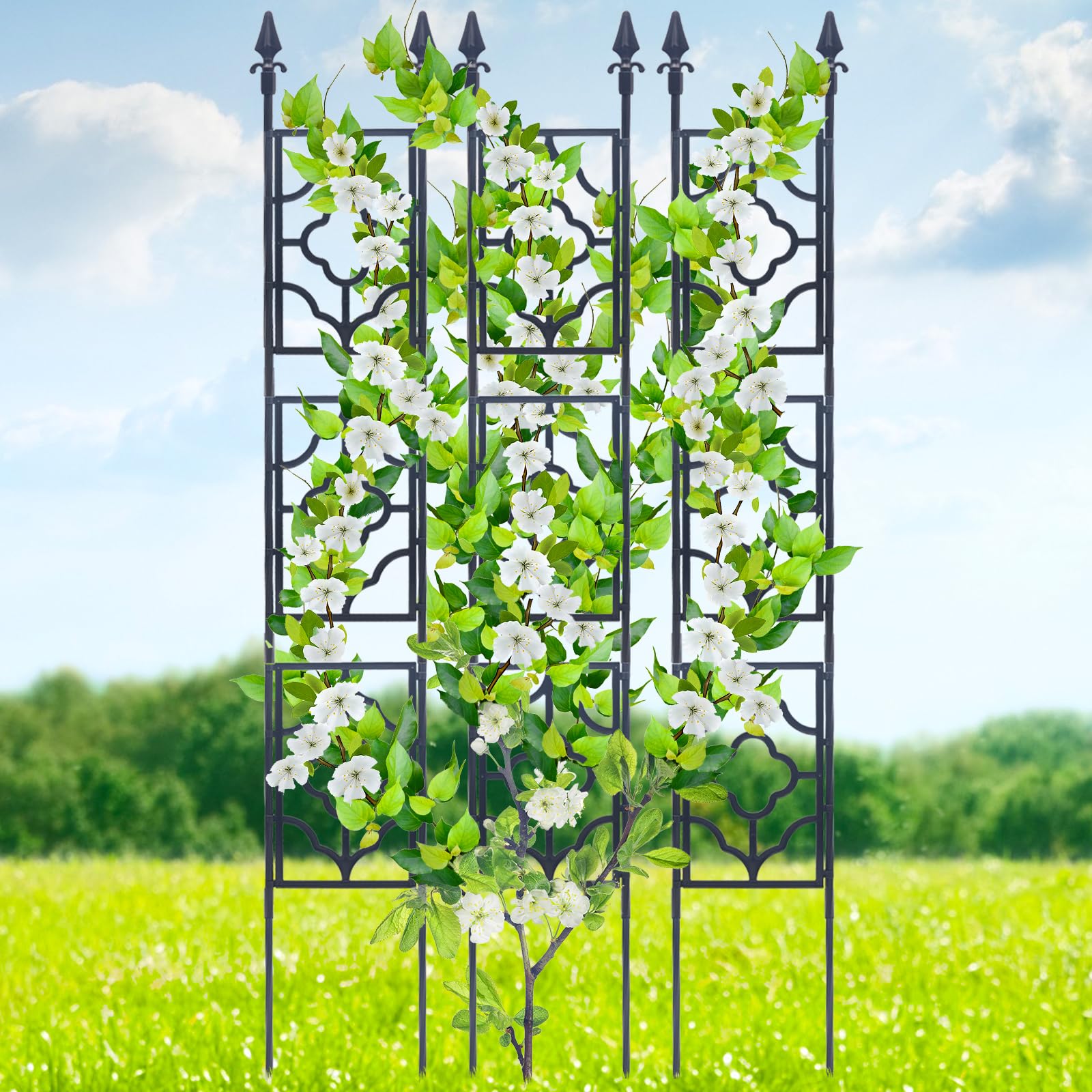 Rankgitter Metall, Rankhilfen für Kletterpflanzen, 165 cm Rosenspalier | Rankhilfe Garten Rosenspalier, Rankgitter Gurken, Pflanzen Rankhilfe Geeignet für Blumen, Obst, Gemüse, Topfpflanzen usw