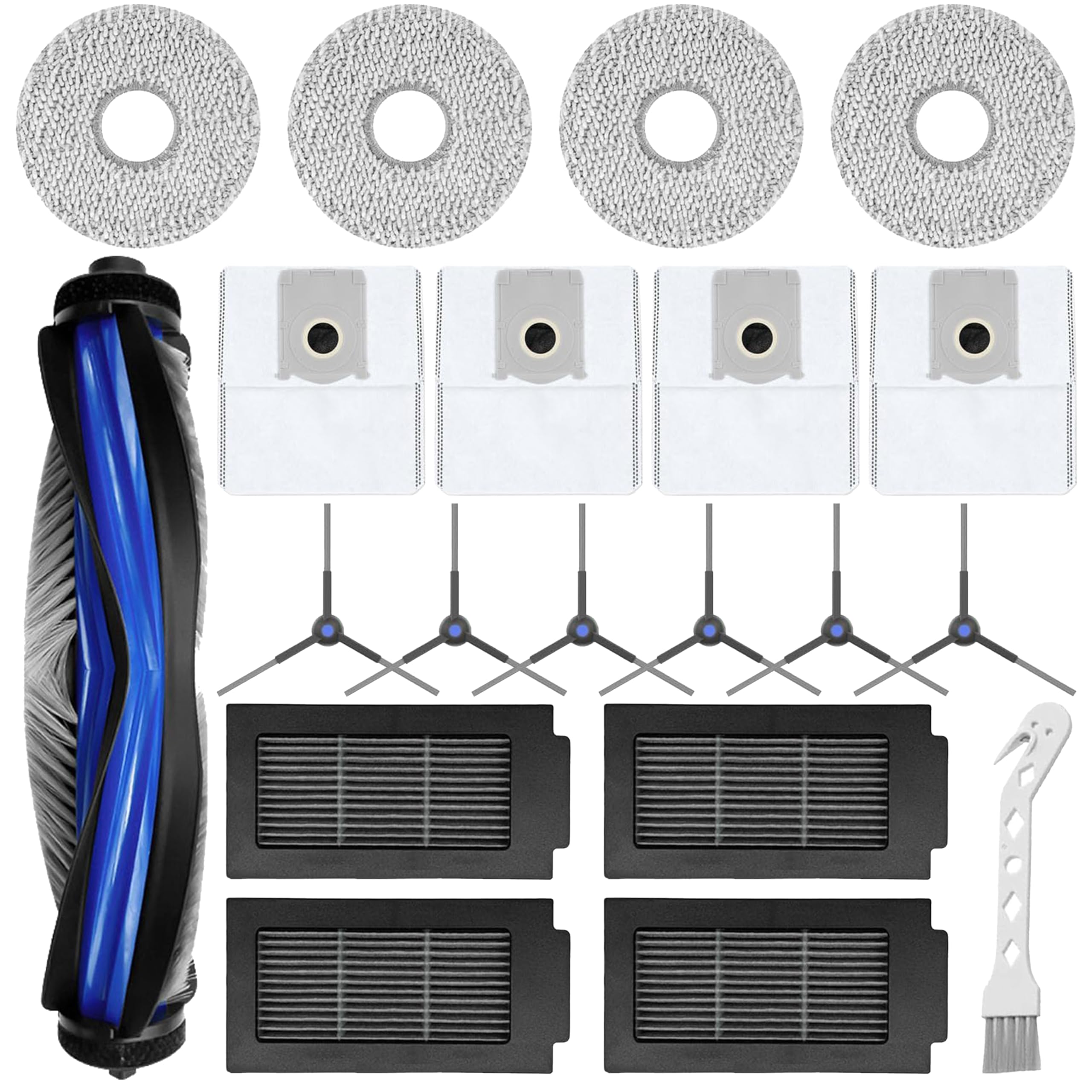 Unikstone T50 Replacement Parts for ECOVACS DEEBOT T50 Series T50 Pro /T50 Omni /T50 Pro Omni Vacuum Accessories Kit, includes V-shaped brush, Mop pads, Hepa Filters, Dust Bags, Side Brushs