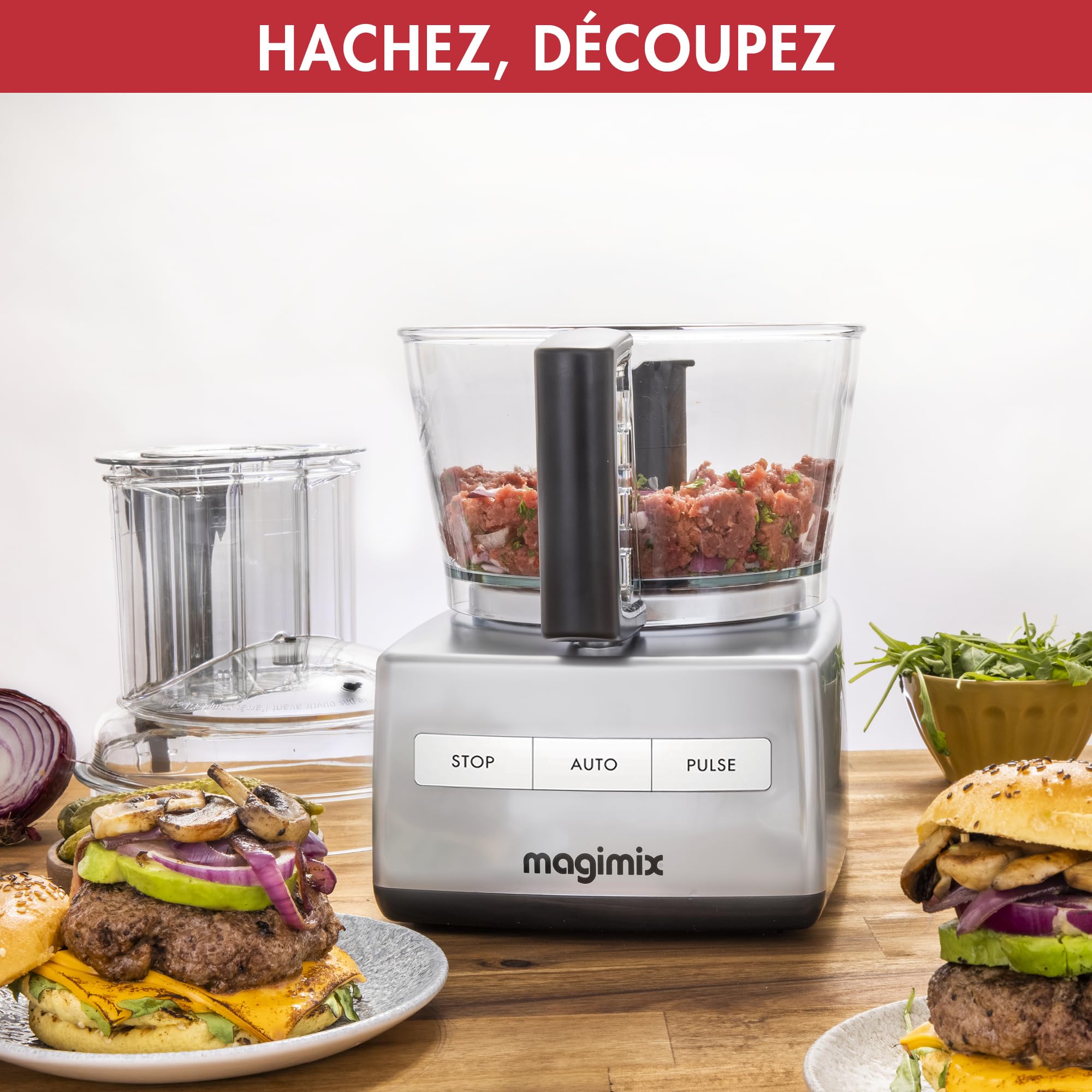 Magimix Robot de Cuisine Multifonction CS 5200 XL - Hachoir, Blender, Presse Agrumes - Bol 3,6L - Fabriqué EN FRANCE - Chrome brillant