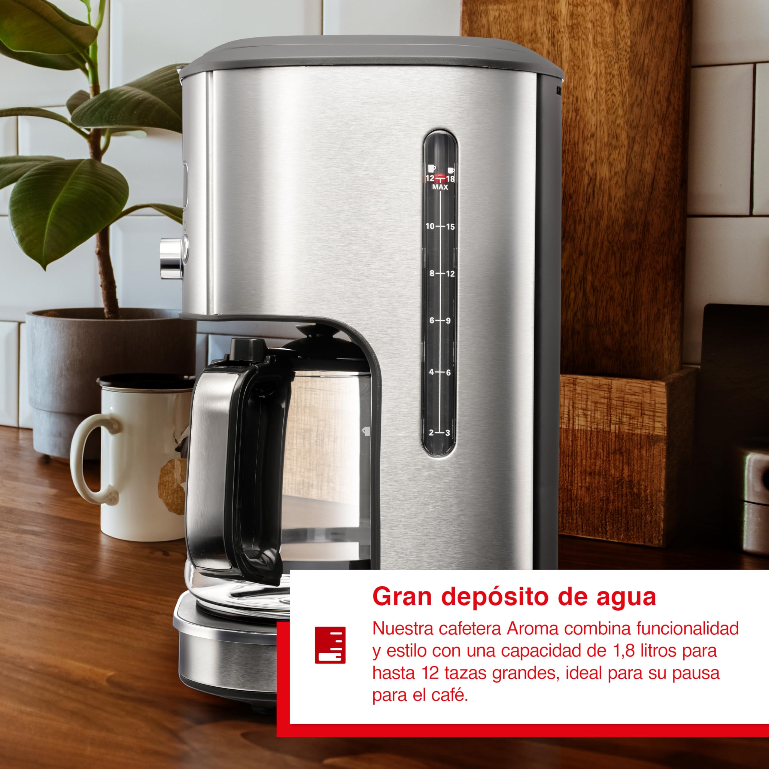 Solis Aroma Brewer - Cafetera de goteo, pequeña cafetera con temporizador, elección de aroma y función de mantener caliente, cafetera con jarra de vidrio de 1,8 litros, sistema de protección contra