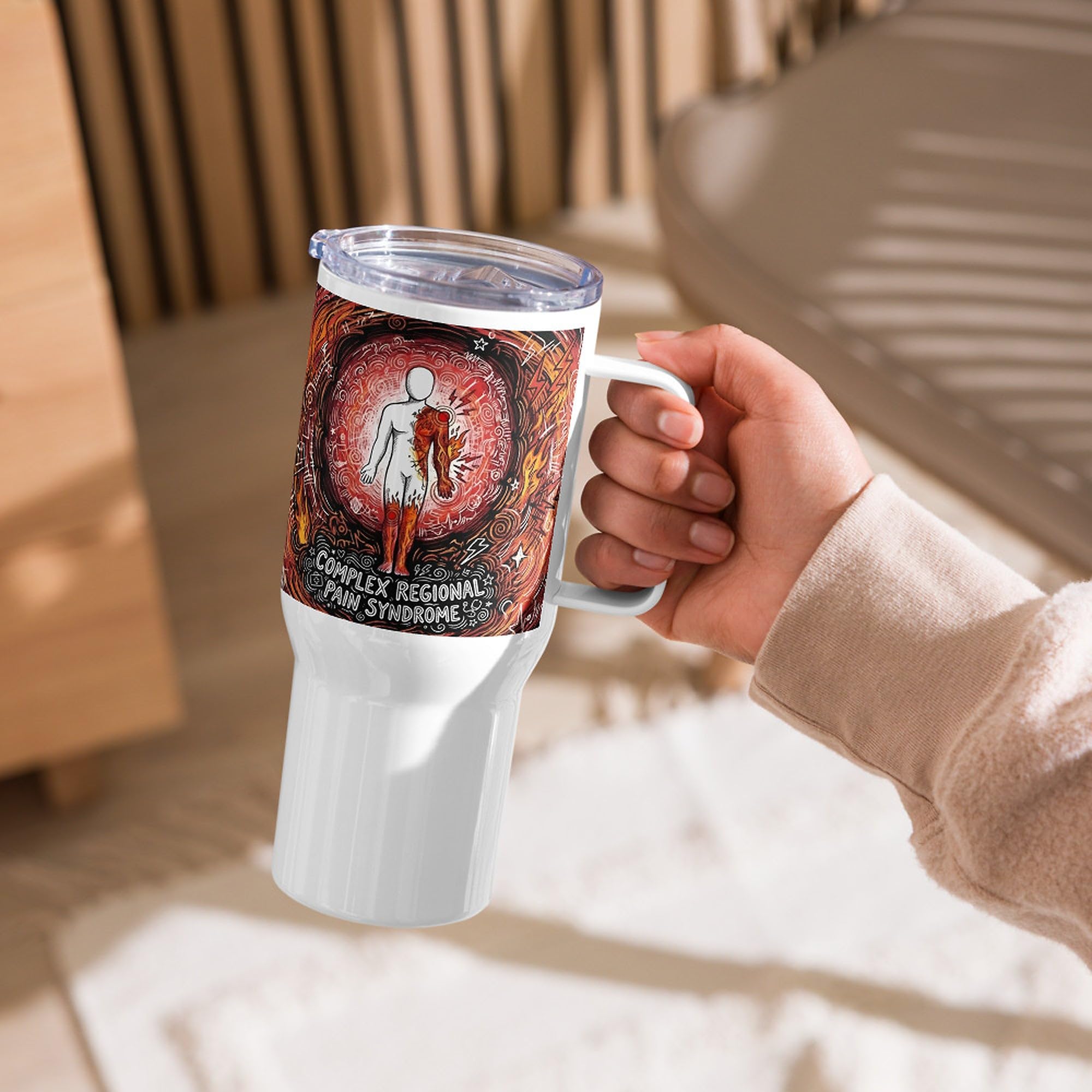 Taza de Viaje SDRC (CRPS) con Asa, Regalo para la Comunidad CRPS
