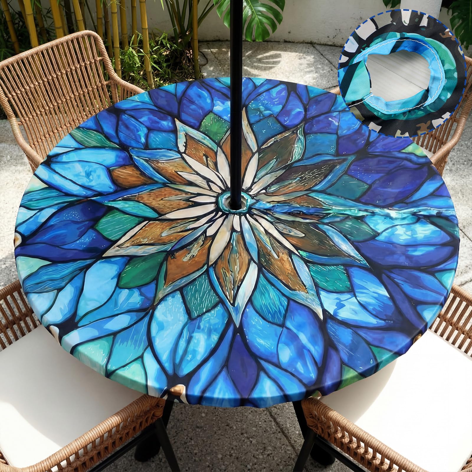 Photo 1 of HunnmingRe Mandala Round Tablecloth 45"-53"