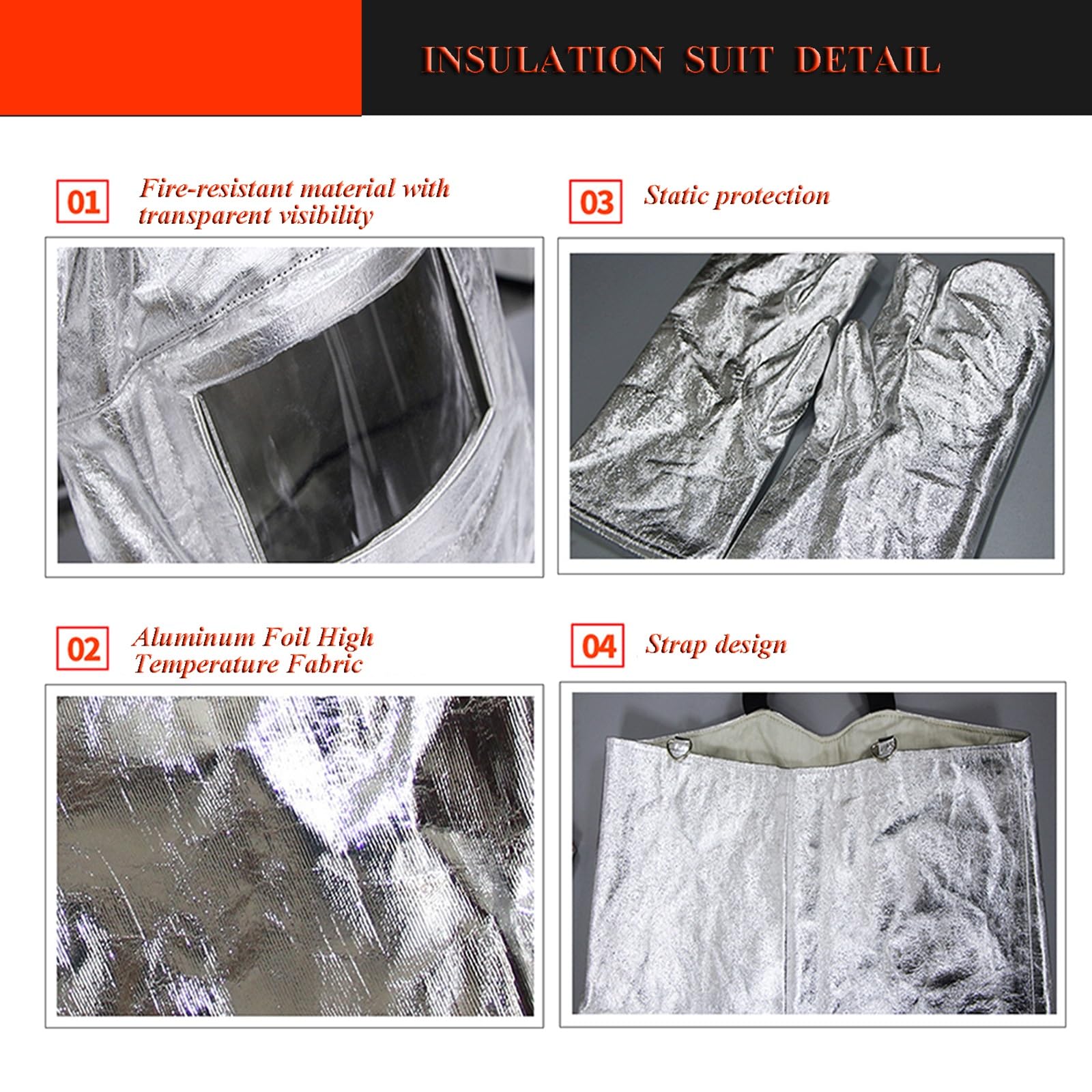 Traje Aislante Térmico Ignífugo De Papel De Aluminio Uniforme Ignífugo De 1000 Grados Ropa De Protección Ignífuga Antirradiación