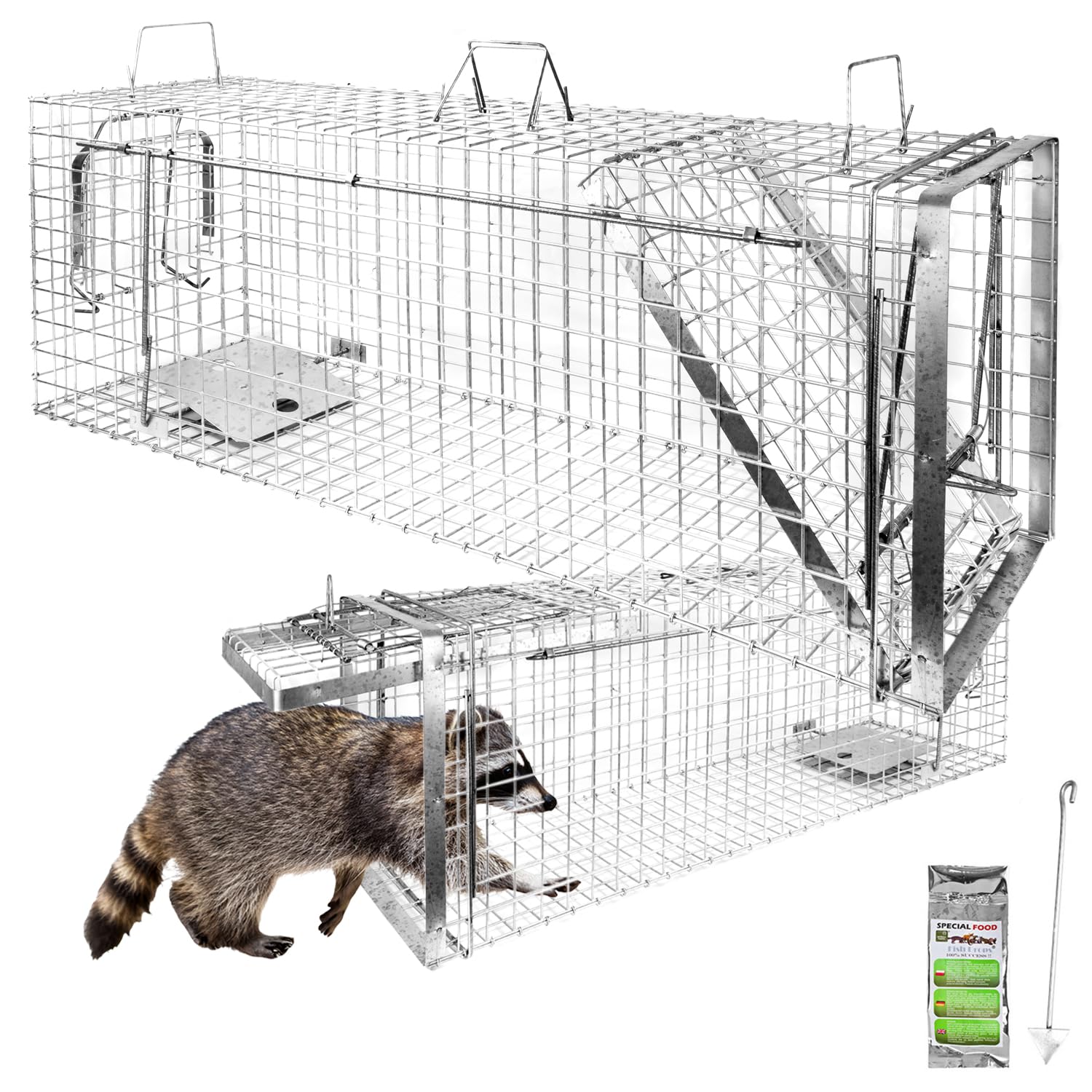 Petigi Animales Humane Trampa Jaula Captura Gato Zorro Castor Mapache 120 x 34 x 42 cm