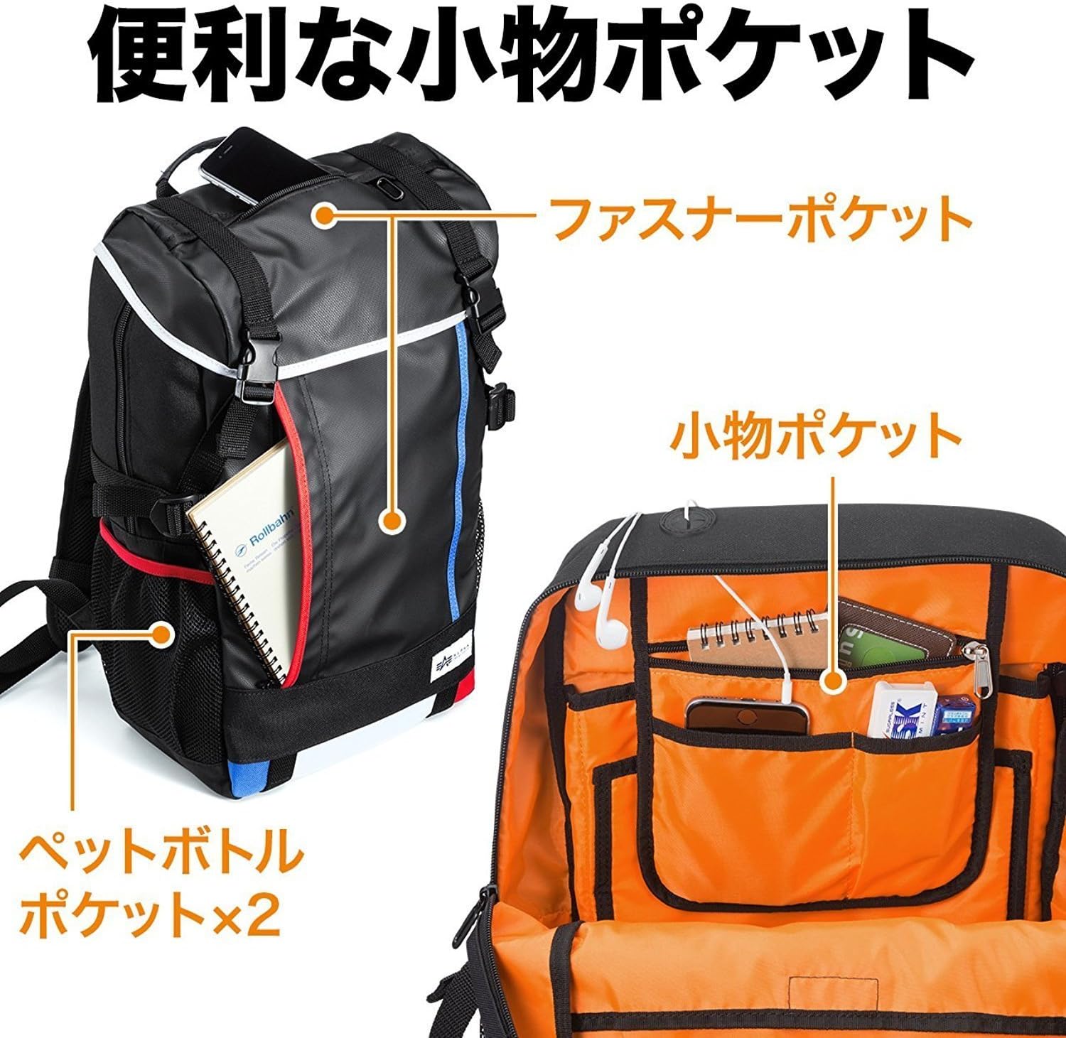 サンワダイレクト スクエアリュック ブラック 200-BAGBP004BK