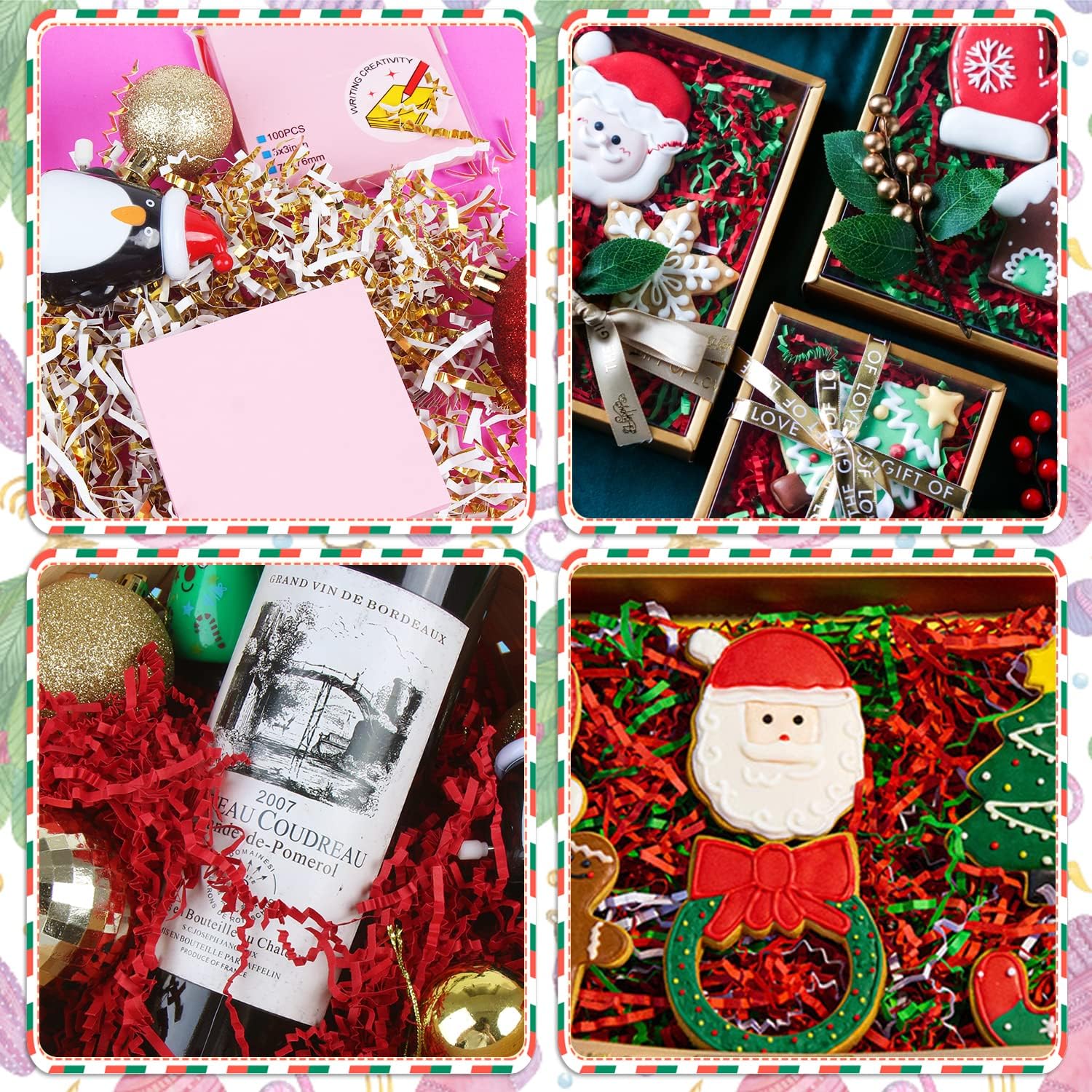 LOMIMOS 300g/10.6oz Christmas Raffia Paper Confetti Shred,Red Green Gold Cut Paper Filler for Gift Wrapping Craft DIY Packaging Filling Party Decoration : Everything Else