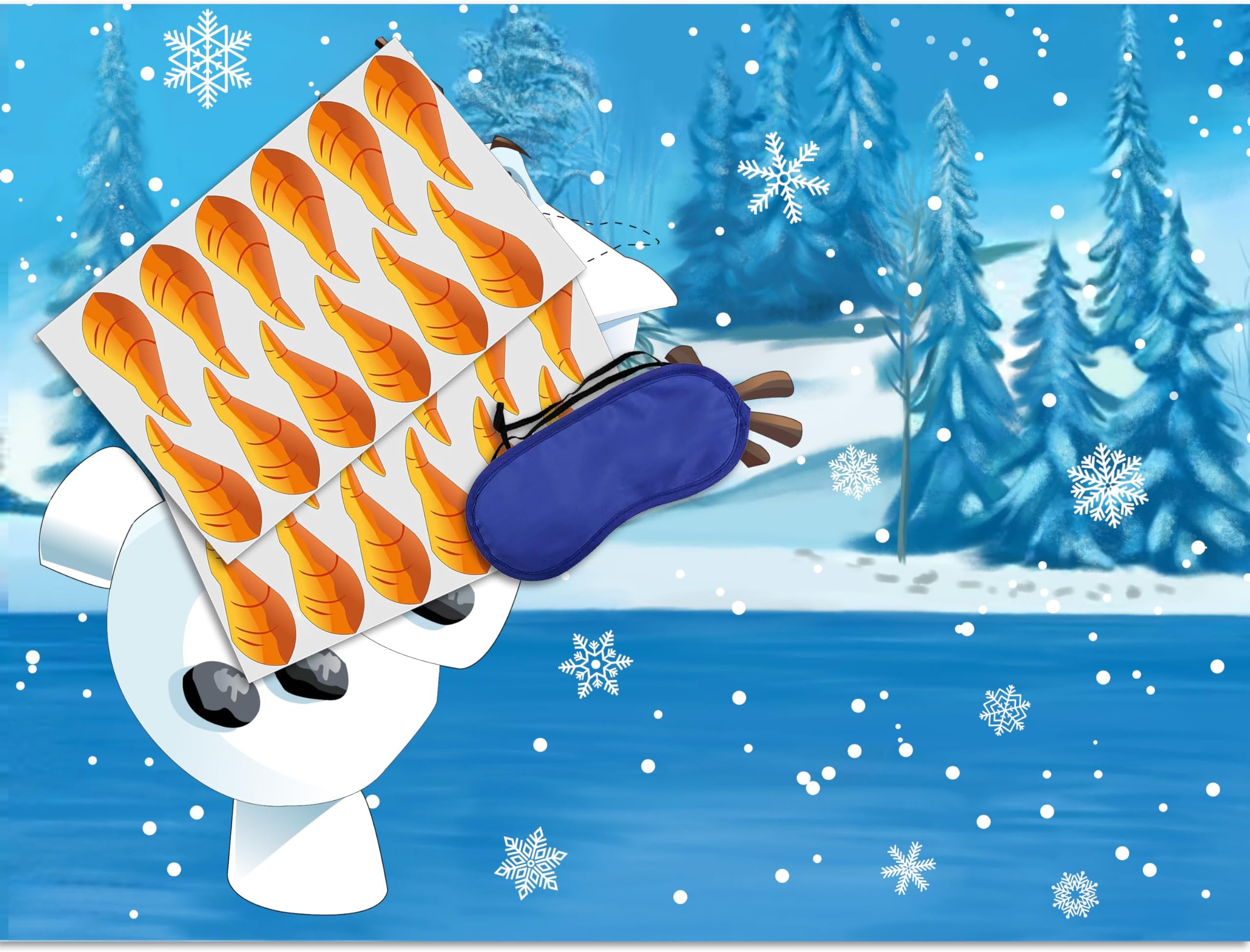 Pin The Nose on The Snowman Game for Kids Christmas Party Game for Kids Snowman Pin Game with 24Pcs Nose Stickers Birthday Party Supplies Activities