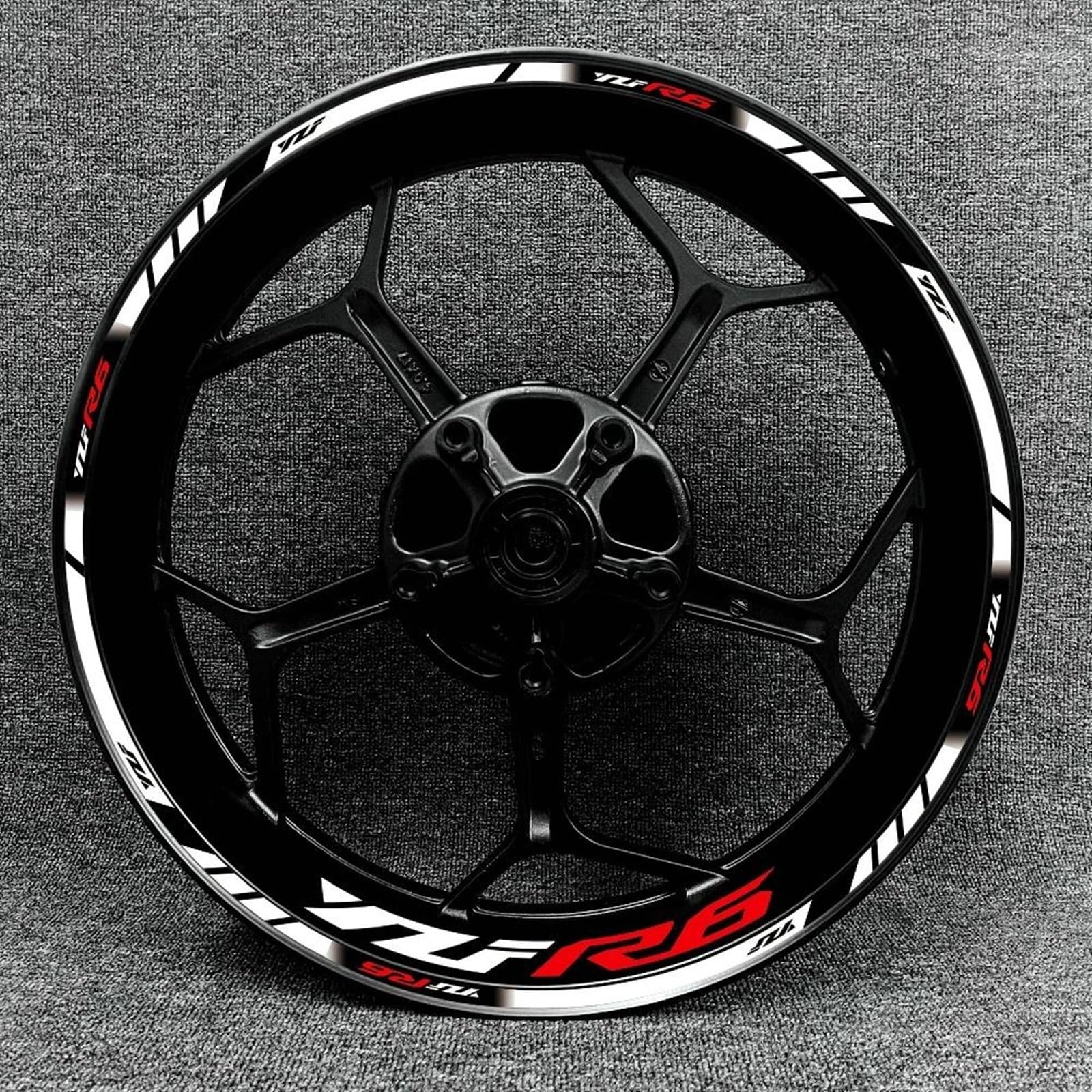 Motorcycle Reflective Wheel Rim Stripe Sticker Front Rear Full Set Decal for Yamaha YZF-R6 Decorative(Color25)