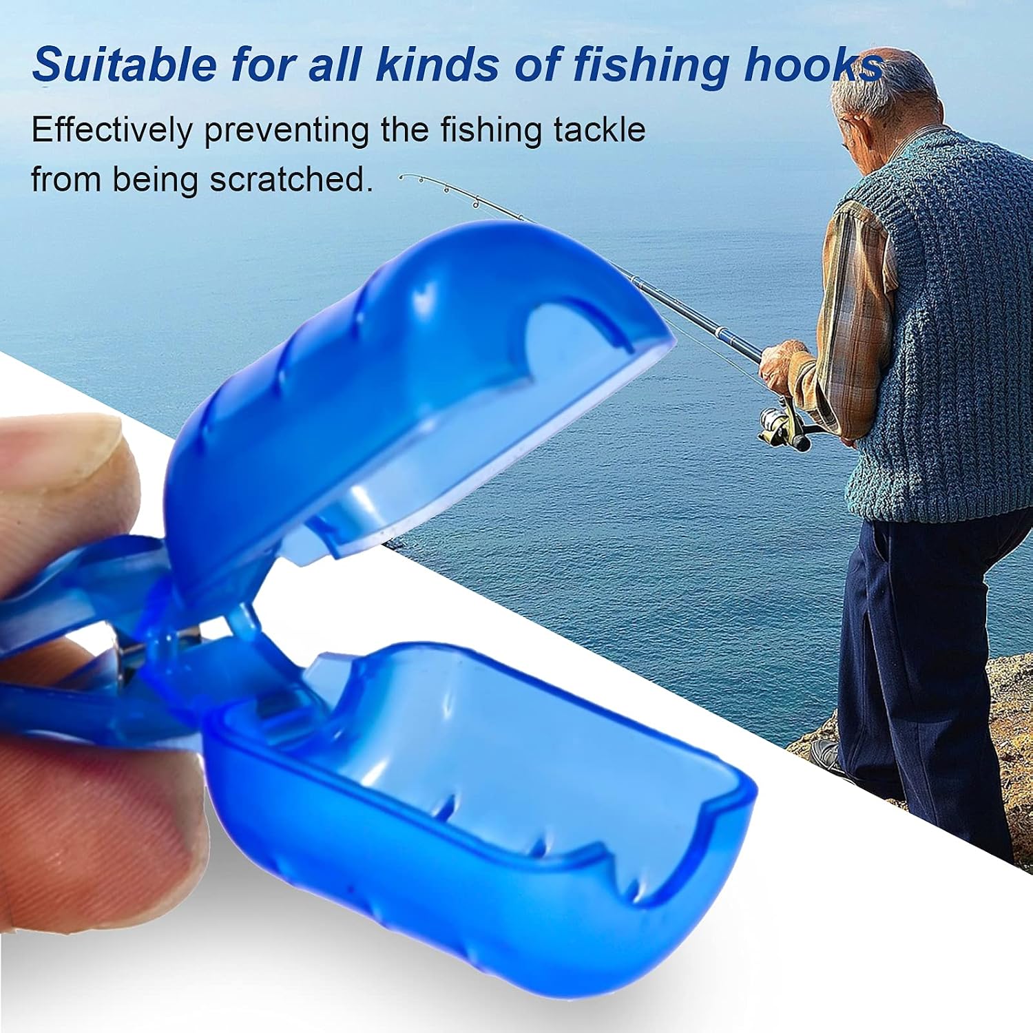 Keenso Fishing Squid Hooks Cover, 10PCS EVA Fishing Hook Cover Squid Jig Hook Protector Case Fishing Tackle Boxes Tools