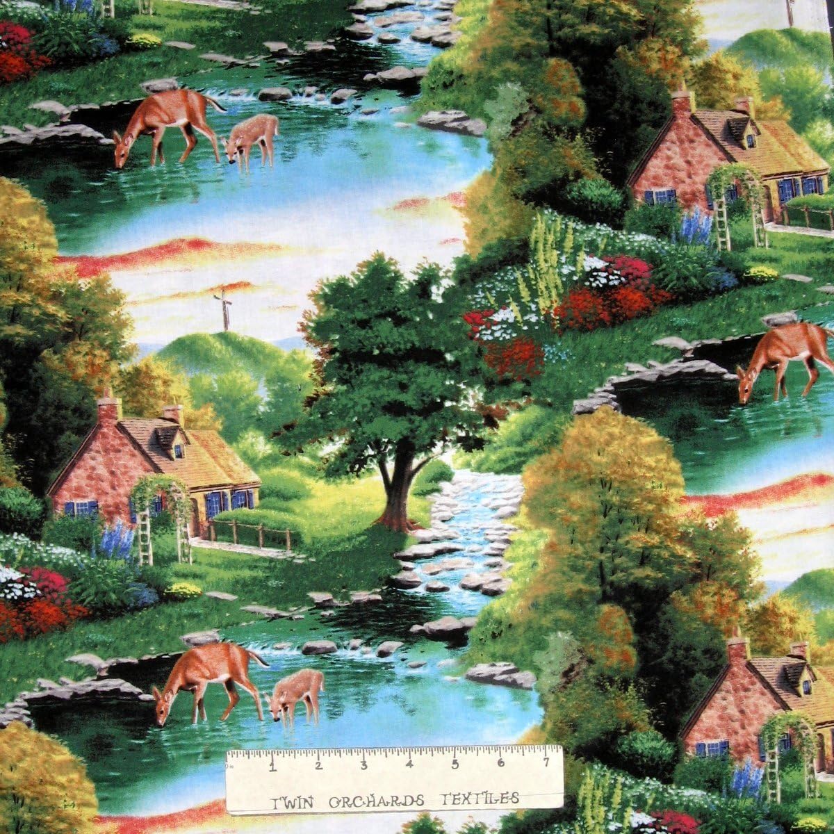 Religious Fabric God So Loved the World Forest Scene