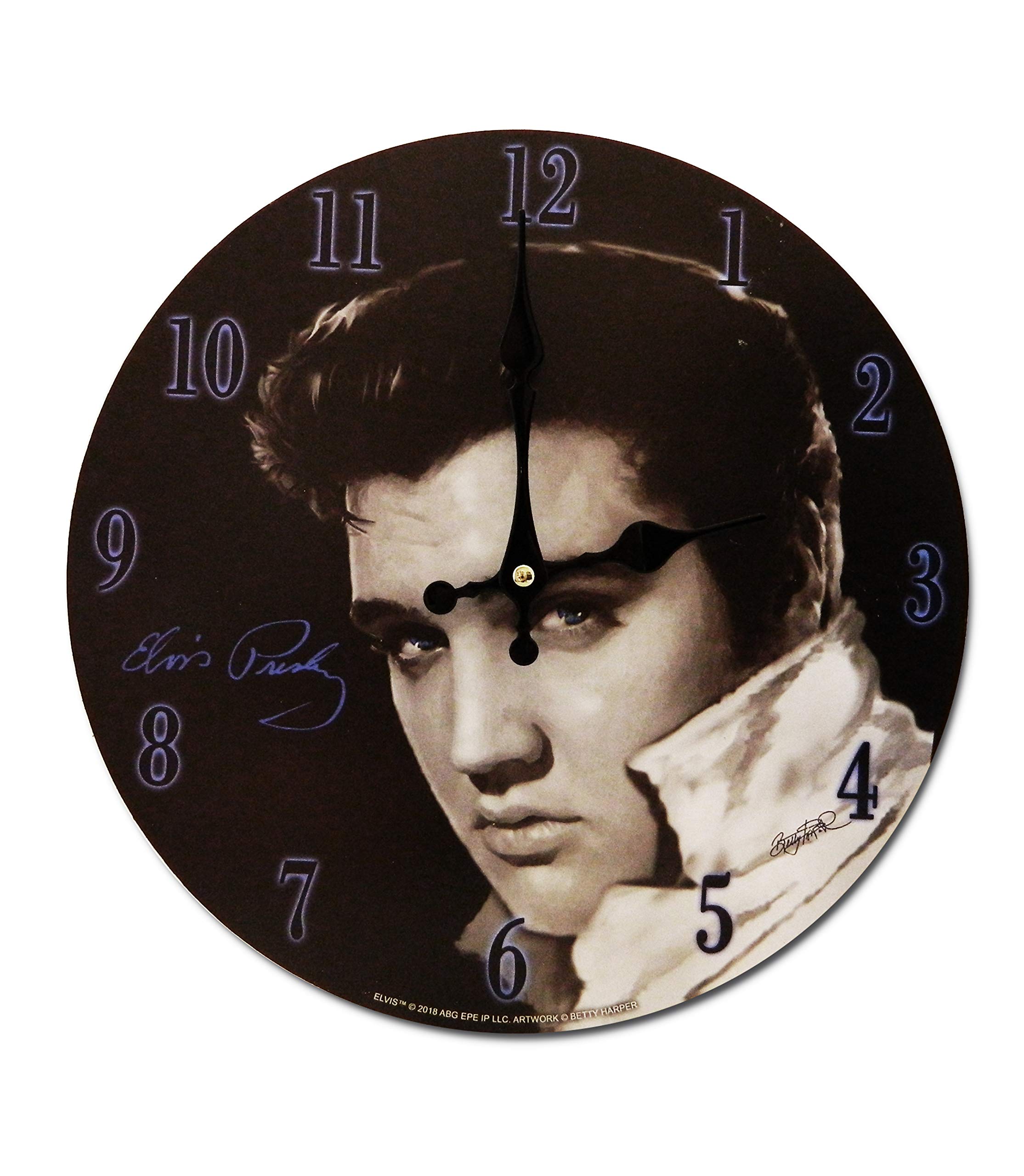 Elvis Presley Clock - Elvis Black & White Photo 11.75" Diameter