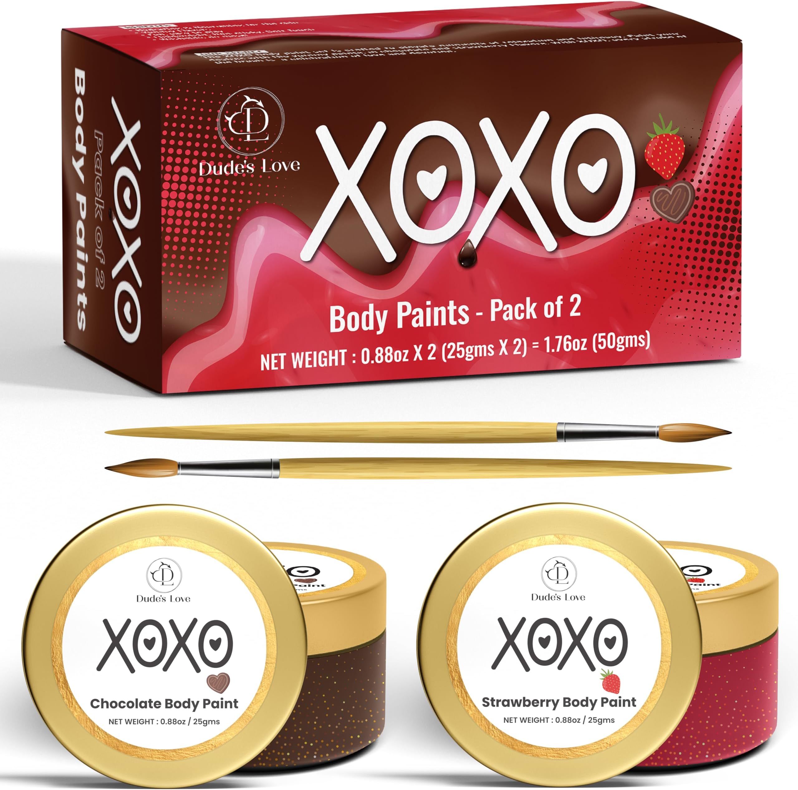 Valentine Day Gift Set - Edible Flavored Body Paints Set for Couples | Stawberry & Chocolate | Pack of 2 – Enhance Fun & Intimacy with Skin-Friendly | Easy-to-Clean (25g x 2) 50gm